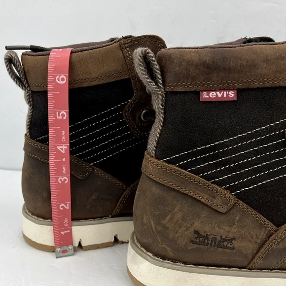 LEVIS, DAWSON TUMBLED UPPER LEATHER BOOTS, TWO TONE BROWN COLOR